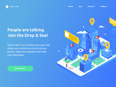 Drop & See Landing Page design illustration minimal vector