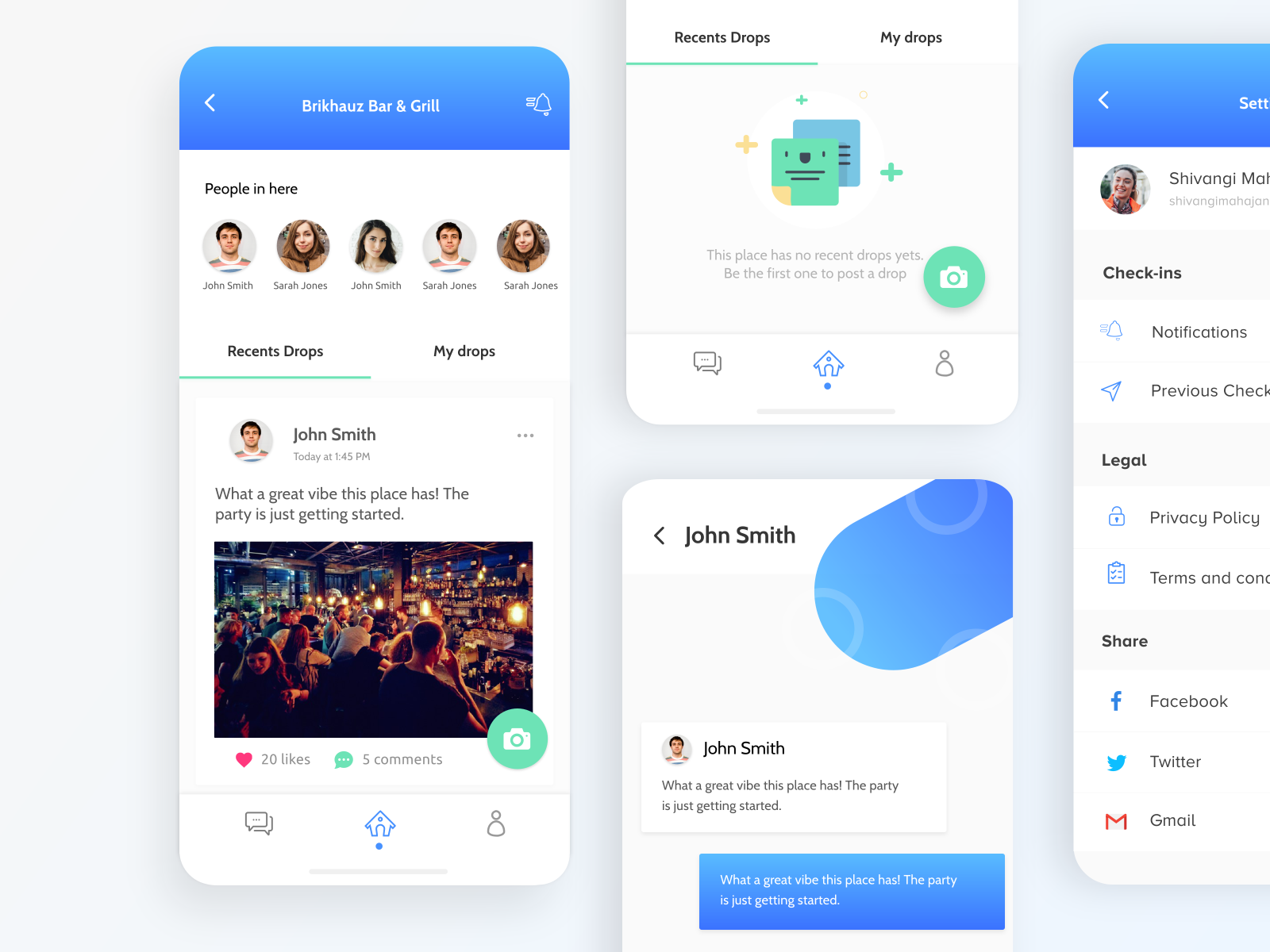 Social Check-in App by Shivangi Mahajan on Dribbble