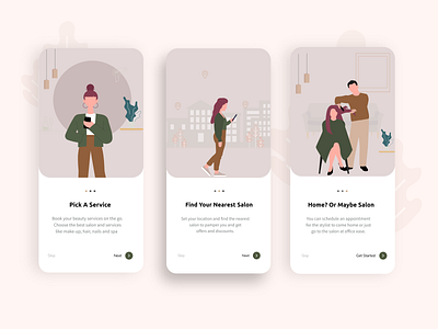 Onboarding for Spa Booking app design illustration illustrator minimal mobile salon spa ui ux