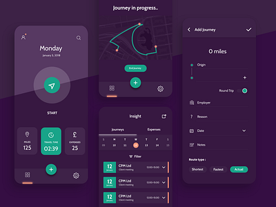 Track your Office Trips app design expense journey journey map minimal mobile office track ui