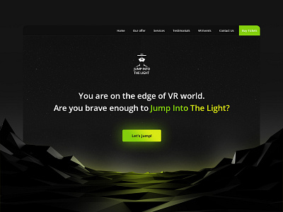 Jump Into The Light VR black cinema design green jump low mountains poly rocks stars vr yellow