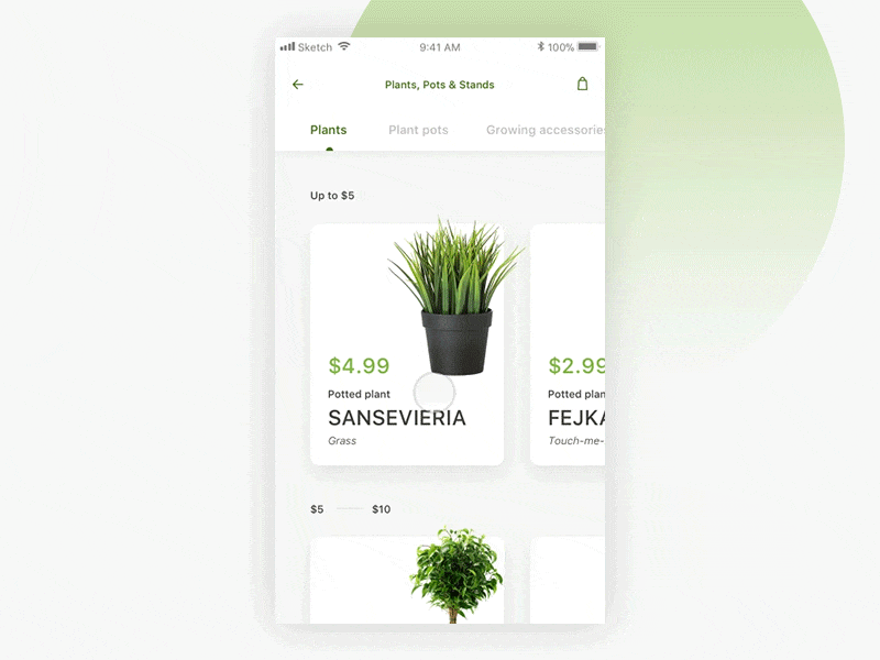 Plant Shop Mobile App app card clean green interaction ios plant product shop ui ux white