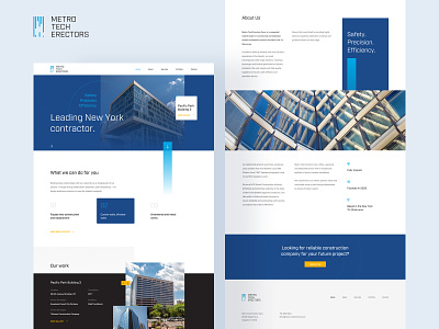 Metro Tech Erectors blue clean design landing mobile page product typography ui ux web white