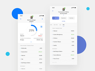 PSD2 Mobile Banking App app banking budget clean design history product psd2 transactions ui ux