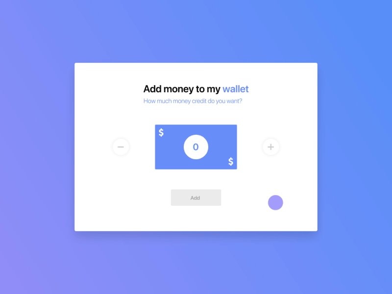 Add money wallet. ae animation dailyui design interface ui ux wallet web webdesign