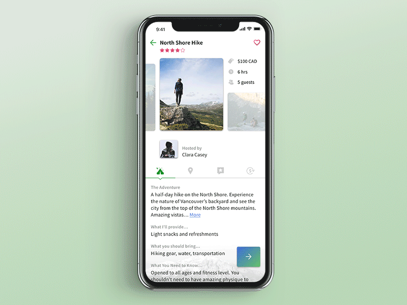 Events and Adventures Booking App app application gif interaction ios iphone mobile navigation ui ux
