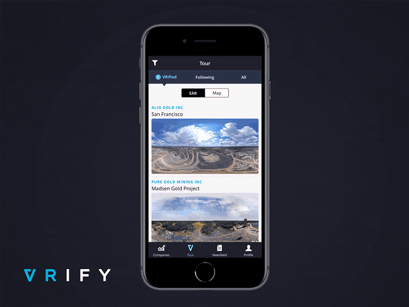 VRify 360˚ Virtual Tour after affects app corporate gif interaction ios iphone mobile ui ux vr