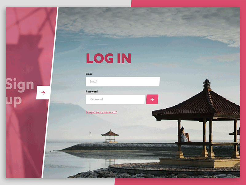 Signup + Login Interaction design gif interaction interface motion pink ui ux web webdesign