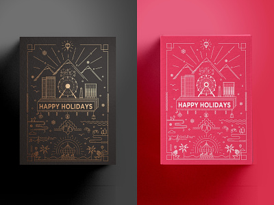 Holiday Card | Irvine Spectrum | Line Art Illustration graphic illustration