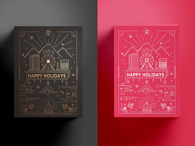 Holiday Card | Irvine Spectrum | Line Art Illustration