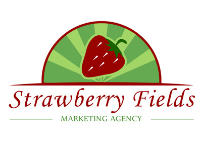 Strawberry Fields Logo creative fields gree logo red strawberry