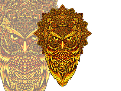 Golden Guardian art artwork drawing gold mandala owl