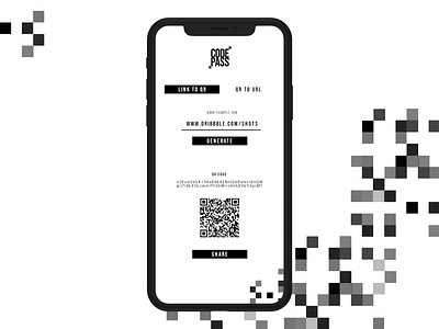 QR Codepass black black white code editor password pixel qr qrcode ui ui ux vr