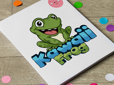 Funny cartoon frog logo