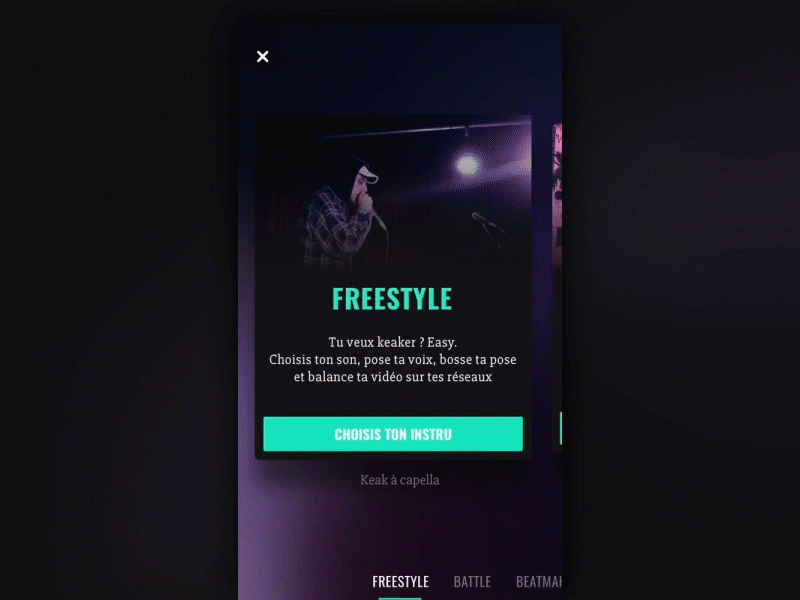 Exploration for the brand new studio! animation app cards flow freestyle game gif hip hop music studio swipe ui