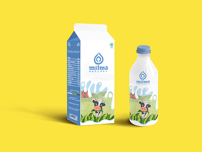 MILMA NATURALS (Packaging & Illustration) cow fresh illustration linedrawing milk milma naturals packaging tetrapak