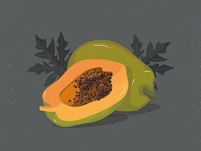 PAPAYA art brush drawing digital painting fresh fresh colors greay green healthy food illustration papaya texture vector