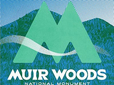 Type Hike poster custom illustration lettering muir woods silkscreen typehike