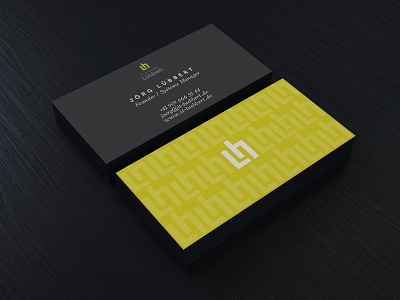 BC branding business card yellow