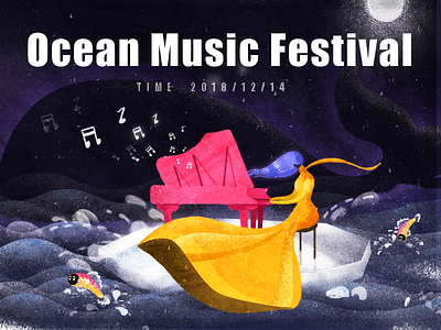 ocean music festival banner design festival illustration music ocean piano