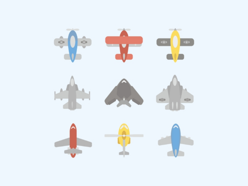 Flat Design Aircraft with Cute Pattern Style wings helicopter plane elements decorative cute set icon icons aircraft illustrations design flat