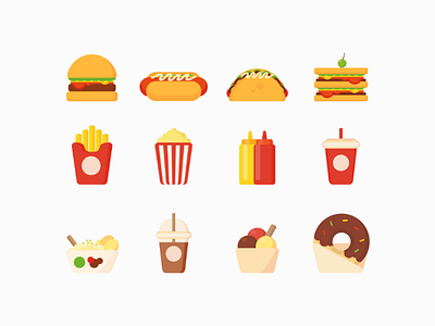 Fast Food Flat Design style, make you feel hungry