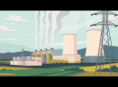 Power Plant electric iilustration illustration iran landscape power power plant steam vector vector illustration