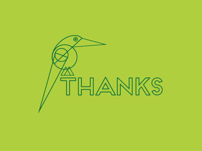Thanks RC bird debut green outlines thanks