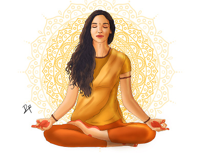 Illustration of Yogini(Hindu female yogi) artwork debaditya patra art digital art digital painting girl art illustration