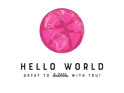 Hello World! ball debut hello dribbble pink typo world