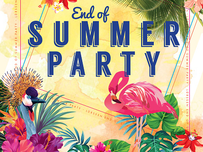 End Of Summer birds candy flamingo illustration palm party summer tropical typography