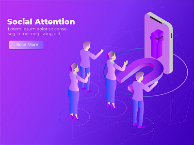 Social attention branding design flat illustration ui vector website