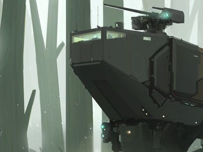 Swampcrawler armour conceptart forest jungle planet scifi soldier swamp tank vehicle