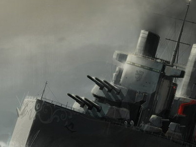 HMS Colossus battleship illustration steampunk