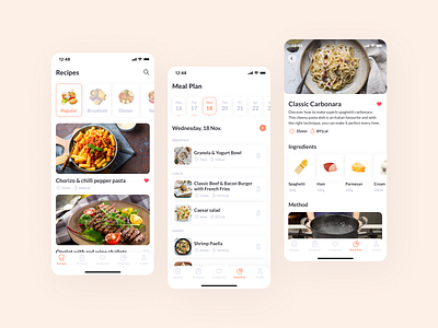 Recipes App app clean cook cooking food food app ios recipe app ui ux