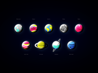 Solar System Planets - Icons cosmos design earth flat graphic icon illustration planet planetary solar system space vector