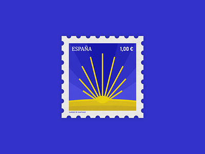 Stamp Concept: Spain, the Camino de Santiago camino countryside design flat icon illustration philately postage stamp spain travel vector