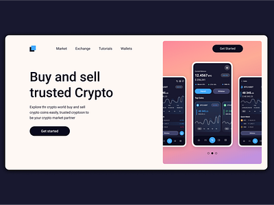 Cryptocurrency Landing Page app bitcoin coin concept landing page money new online banking stock wallet