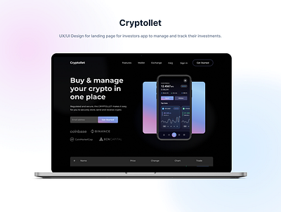 Cryptollet - UX/UI Designer for landing page for investors dri dribbble figma landing landing page landingpage site ui web page web site webpage