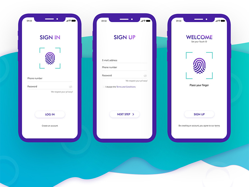 OnBANK IOS Application/Login Screens user experience design web site service fintech branding identity online banking credit debit card uiux login screens