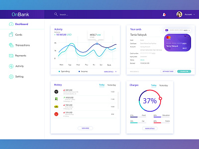 Dashboard/OnBANK IOS Application bank dashboard dribbble uiux