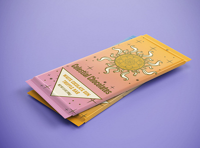 Celestial Chocolates branding illustration logo package mockup packagedesign