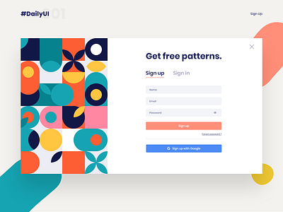 DailyUI - Sign up dailyui landing page patterns sign up ui design