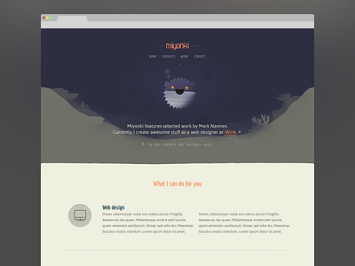 Miyonki fish flat illustrated orange portfolio progress purple responsive sand texture webdesign website