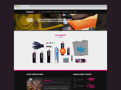 Ironlak - Redesign black flat graffiti pink redesign spraypaint website