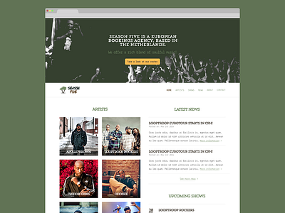 Season Five - Work in progress booking clean green hiphop web design website wip work in progress