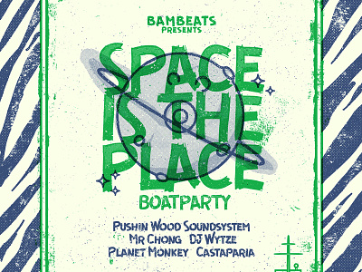 Space Is The Place - Poster boat grunge icons planet poster screenprint skillshare space texture
