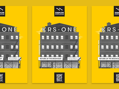 Homebase presents: KRS-One - poster concert concert poster halftones hiphop illustration poster print skyline yellow