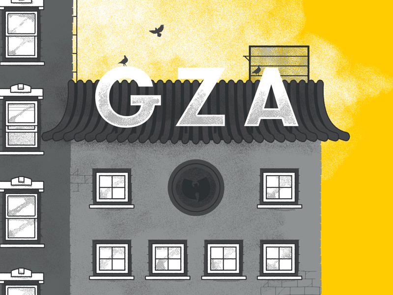 Homebase presents: Gza - poster building grunge gza halftone hiphop poster rap texture yellow
