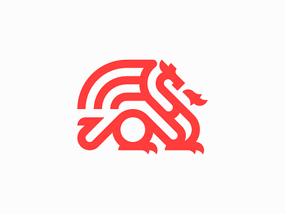 Red Dragon Logo animal logo brand branding creative creature design for sale geometry logo graphic design logo modern logo myth mytichal red simple logo